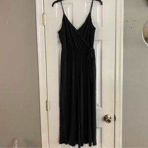 Sienna Sky Wrap Top Wide Leg Jumpsuit Romper Dark Gray Medium Super Soft V Neck